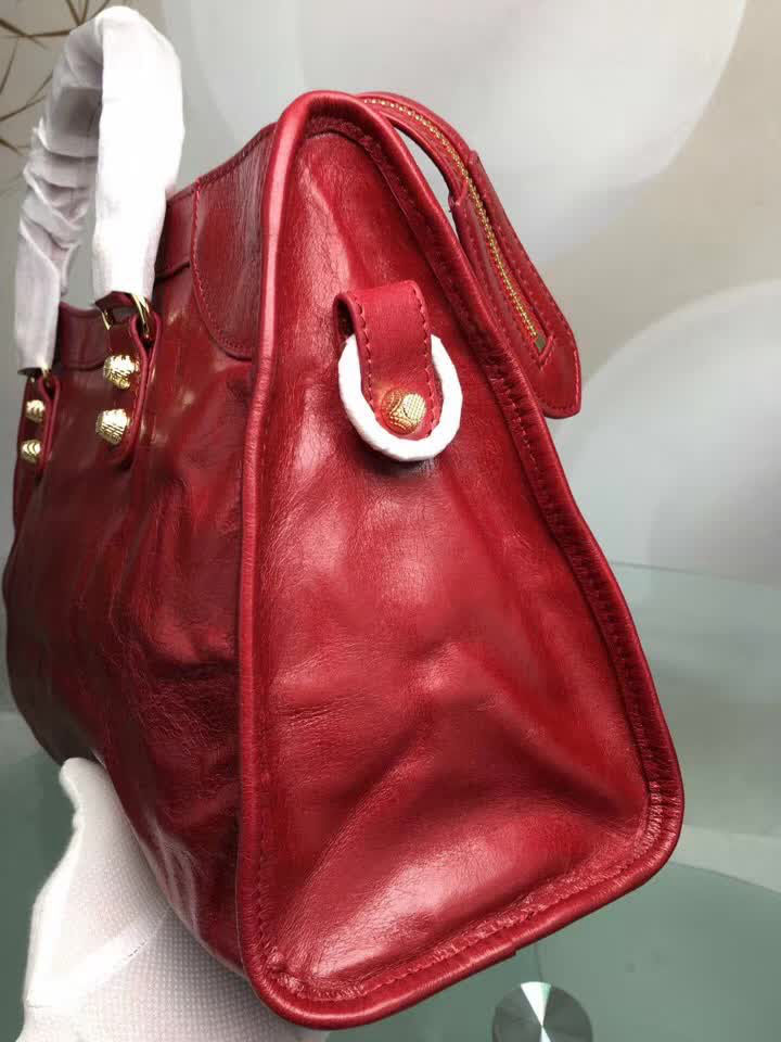 BALENCIAG巴黎世家 義大利進口 原版油蠟頭層牛皮 香皮小銀釘 時尚百搭 手提肩背斜挎包  BL1585